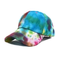 Detail of multi-color tie-dye baseball cap with 6-panel structure and breathable eyelets - M (56-58cm) / Tie-Dye Green