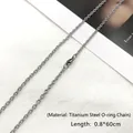 Minimalist silver titanium steel O-chain necklace 60cm with lobster clasp for men - O Chain / 0.8mm Width 60cm Length
