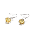 Fashionable titanium steel earrings with round yellow crystal drop and silver hooks - Yellow (KE82738-GC)