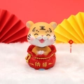 Cute cartoon tiger figurine in red fortune bag base for car dashboard decor - 2738-3B Shaking Head Tiger In Na Fu Bag