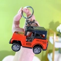 Mini red off-road car alloy pull-back model keychain toy with rescue team theme - Jeep Car Keychain - Orange Jeep