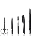 5-piece professional black eyebrow grooming set with stainless steel scissors and tweezers - 5pcs Set (65271-2)