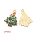 Christmas tree alloy enamel charm in green and red with gold border, 24x18mm pendant - Red & Green Christmas Tree (A3-084)