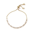 18k gold plated adjustable box chain bracelet with baguette and round cut zircons - Geometric Bracelet / Adjustable / Gold