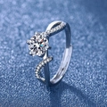 Silver adjustable moissanite ring with twisted band and round diamond stones - Torsion Arm Cross [plated Copper] Ljz-181 / Adjustable Open