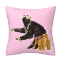 Pink cartoon throw pillow cover featuring a cute dancing sloth with a floral crown - 14 Sloth