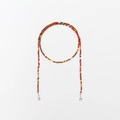 Retro multi-color beaded eyewear chain with amber and blue beads and lobster clasps - Medium Red