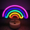 Rainbow neon sign with colorful LED glow and white base for festive home wall decoration - Base Style / Colorful
