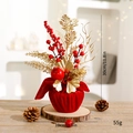 Mini albero di Natale con bacche rosse e pigne su base di velluto, altezza 30 cm - Design Mela della Pace