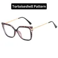 Square blue light glasses in tortoiseshell and black with gold metal temples - Tortoiseshell with Black / Clear Anti-Blue Light