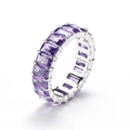 French minimalist eternity ring with purple emerald-cut zircons in silver stainless steel - US 6 / Steel Purple Zirconia
