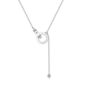 S925 sterling silver Y-shaped necklace with LOVE engraving and bright diamond accents - (s925 Silver + Moissanite Sn12470) / Chain Length 40cm + 5cm (extension Chain)