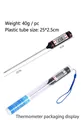 Digital food thermometer with stainless steel probe and blue lanyard in a plastic case - Black TP101 15cm Probe / Black