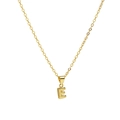 Minimalist 18k gold plated brass bubble letter E pendant on a thin link chain - Letter E