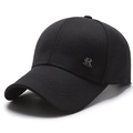 Klassieke zwarte heren baseballpet met ruittextuur en metalen SR-logo accenten - Verstelbaar / Zwart