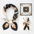 70x70cm vintage silk scarf featuring chain horse patterns in black, white, and gold - 70*70cm / Black White Gold Chain (09)