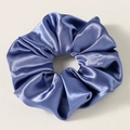 Navy blue satin oversized scrunchie with a glossy silk texture and elasticated folds - Navy Blue