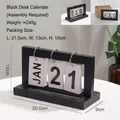 Calendrier à rabat en fer noir minimaliste avec cartes blanches pour décor de bureau - Calendrier à Feuilles Mobiles - Noir (Assemblé)