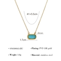 Collana d'oro in acciaio con pendente rettangolare in zircone blu e misure del prodotto - Blu (SN030043-BU)