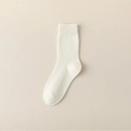 White combed cotton crew socks featuring a classic ribbed texture and reinforced cuffs - One Size / Ribbed Beige