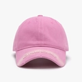 Pink washed cotton baseball cap with distressed brim and vintage embroidery - Adjustable / Pink