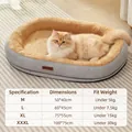 Lettino ovale grigio per animali con fodera in peluche e tabella taglie dettagliata - Taglia M / 50x40cm / Grigio chiaro