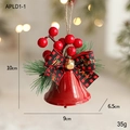Campana di Natale con bacche rosse rami di pino e fiocco a scacchi rosso e nero - Campana Singola Rossa