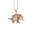 Hip hop dinosaurus hanger met kleurrijke zirkonia stenen aan een vergulde ketting - Stegosaurus-stijl (1#)