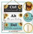 Detail of wooden sunflower wall plaques showing texture, printing, and rope hanger - Sunflower Shortcut Keys Combo Colorful Style