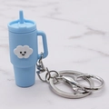 Light blue silicone cup keychain with a smiley cloud charm and silver lobster clasp - Blue Cloud Cup Keychain