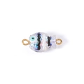 Hand-painted glass fish charm with blue eyes and gold rings for jewelry making - Gold Iridescent (Double Hole 10#)