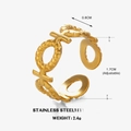 Anillo ajustable de acero inoxidable dorado con símbolos X y O y anchura de 0,8 cm - Abierto Ajustable / Dorado