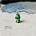 Cartoon frog alloy pendant 7x14mm with green enamel finish and gold jump ring - Green Frog 8-36