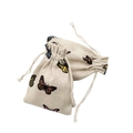 Floral cotton drawstring bag featuring colorful butterfly prints on cream fabric - 10*14cm / Butterfly