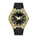 SAMDA black and gold waterproof sports watch with silicone strap and dual dual display - 6067 Black Gold Women's