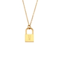 Collar de capas en acero inoxidable dorado con un colgante de candado y letra y gótica - Letra N