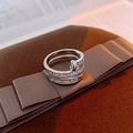 Sparkling zircon nail shaped silver ring with multi-layer wrap design for women - 24# Full Zircon Nail Style Design