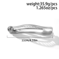 Zilveren metalen haarklem met parels, 11cm lengte, 35,9g voor een professionele haarstijl - Minimalistische Gladde Haarspeld / 11cm / Zilver