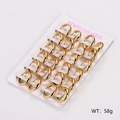 Set mit 24 Paar polierten 4mm vergoldeten Edelstahl-Creolen auf weißem Karton-Display - Breite 4mm/Innendurchmesser 14mm