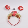 Diadema navideña con bolas rojas de muelle y estrellas doradas sobre fondo blanco - Estilo 04-Diadema de estrella y copo de nieve con resorte