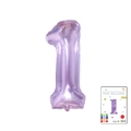 32-inch lavender purple metallic foil number 1 balloon with product packaging card - 40-inch Jelly Purple 1 With Paper Card