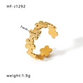 Golden 18k titanium steel open ring with continuous floral pattern and 7mm width - Continuous Flower Pattern Style (HF-J1292)