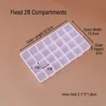Transparent 28-grid plastic storage box for jewelry and craft beads with fixed dividers - 28 Fixed Compartments with Slot Lid (23.5*13.5*2cm)