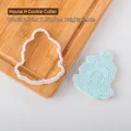 Cute mushroom house plastic cookie cutter with 7.2x8.5cm light blue fondant biscuit - House H Cutter