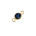 Close-up of 6mm vacuum-plated gold stainless steel connector with deep blue starry stones - Dark Blue Gravel (19S)