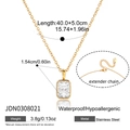 Collana in acciaio inossidabile placcato oro 18K con ciondolo rettangolare in zircone - Stile pendente rettangolare oro (JDN0308021) / Oro