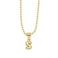 3D bubble letter S pendant necklace in gold finish with vintage ball chain jewelry - S