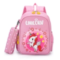 Pink unicorn school backpack set for girls with matching pencil case and star prints - Light Pink Unicorn
