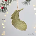 Glittering golden feather Christmas ornament 11cm hanging on tree with rustic twine - Gold Feather