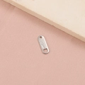 Close-up of oval stainless steel connector charm with S.steel engraving for jewelry DIY - Long Oval S.Steel Tag (2#) / Steel
